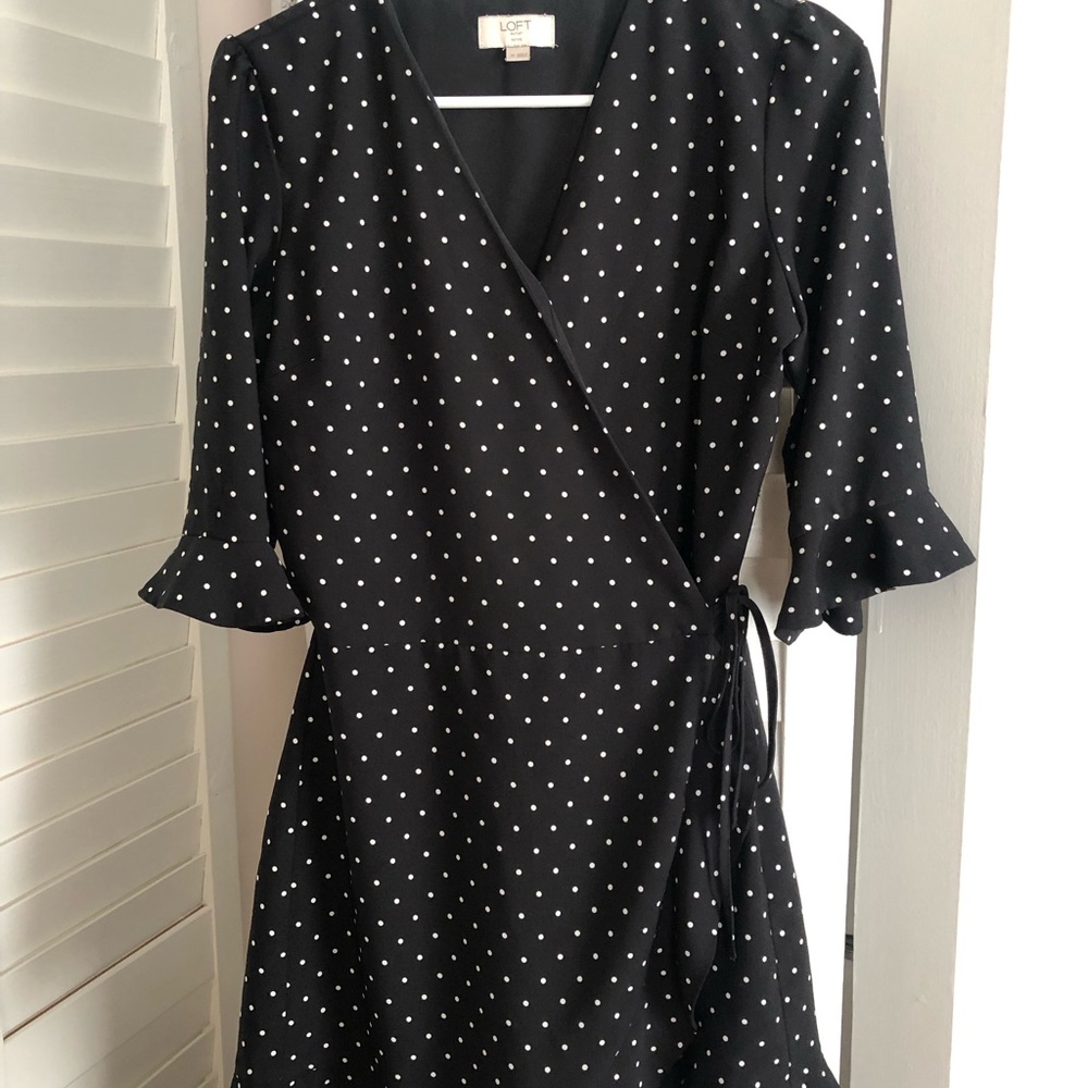 LOFT Black and White Polka Dot Romper/Dress